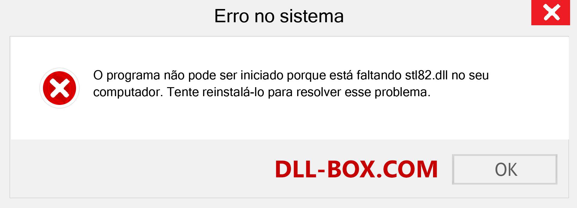 Arquivo stl82.dll ausente ?. Download para Windows 7, 8, 10 - Correção de erro ausente stl82 dll no Windows, fotos, imagens